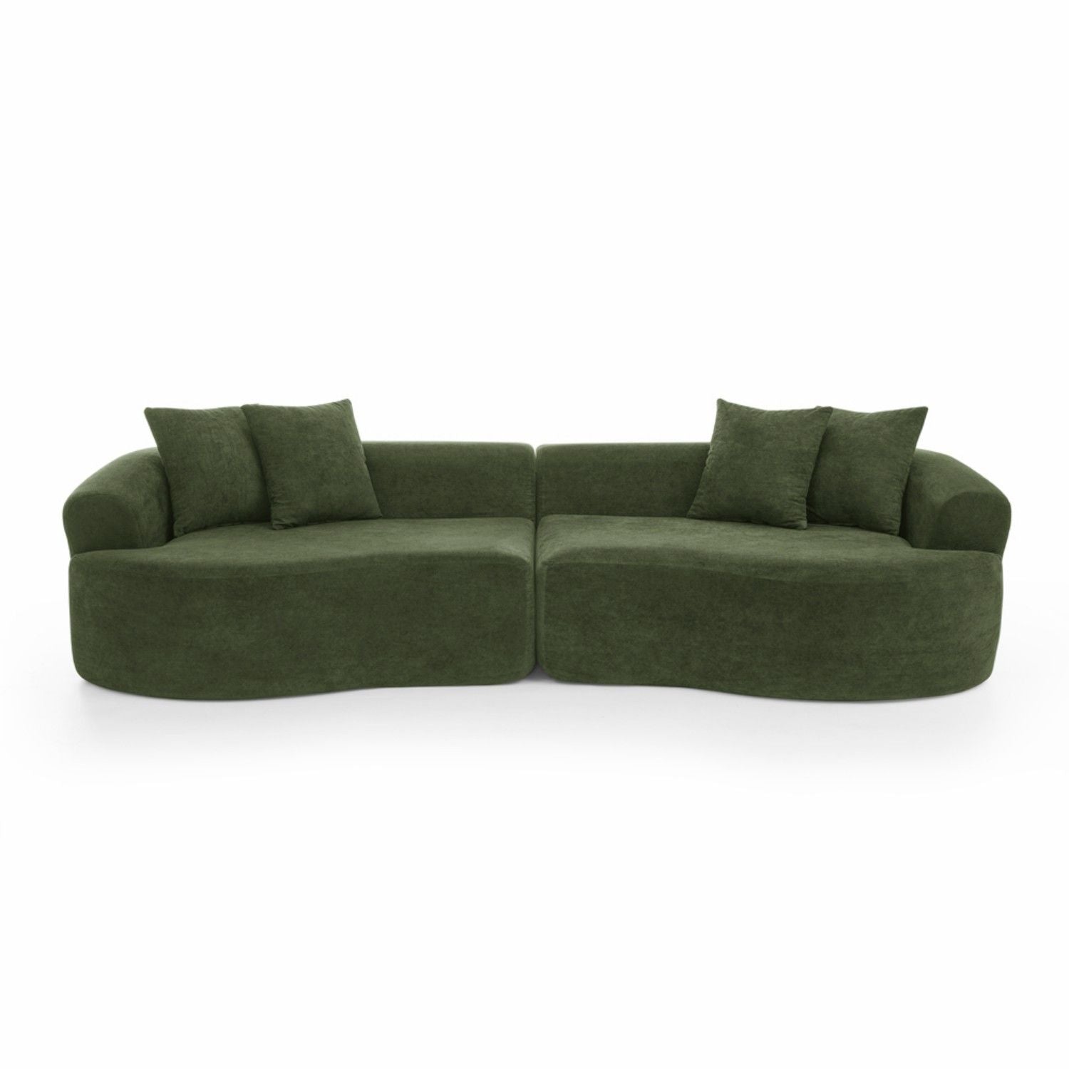 4 Seater Curved Cloud Sectional Sofa olive green velvet by HouseOfZazla with soft cushions on Tampa Home & Garden Store