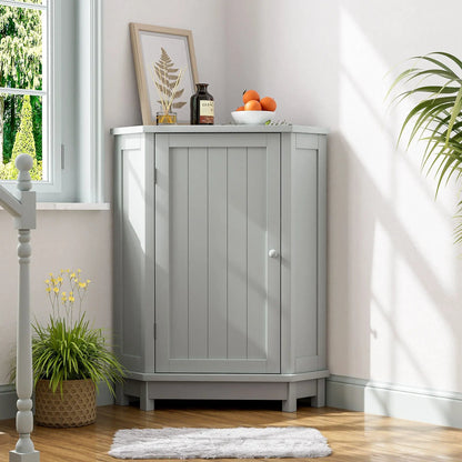 Triangle corner linen cabinet by Unique Piece Furniture in gray with adjustable shelf on Tampa Home & Garden Store