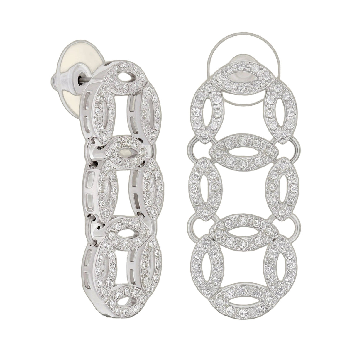 Pave Drop Earrings by Lauren G Adams, silver-tone with crystal pavé, a pair on Tampa Home & Garden Store