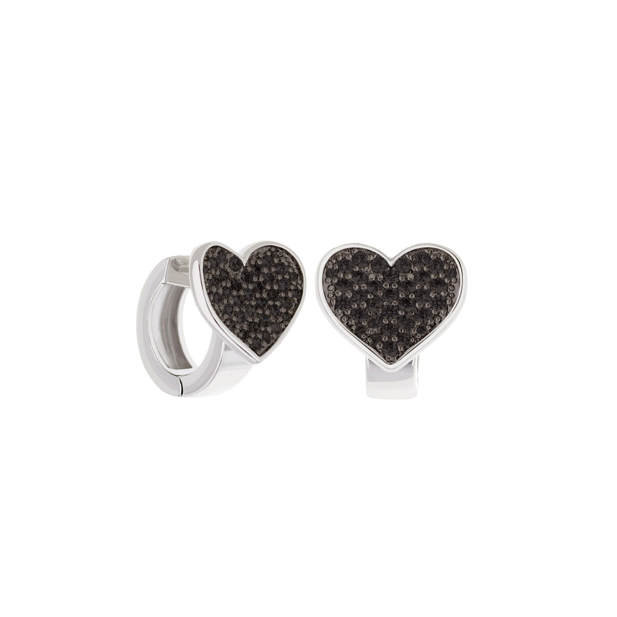 Pave Heart Huggies earrings by Lauren G Adams, black pave hearts, 3 pairs on Tampa Home & Garden Store