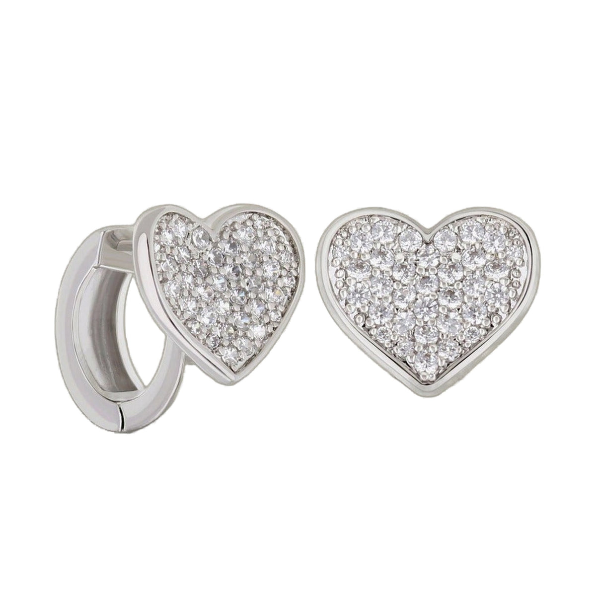 Pave Heart Huggies earrings by Lauren G Adams, heart hoops with pave crystals, set of 3 on Tampa Home & Garden Store