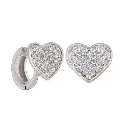 Pave Heart Huggies earrings by Lauren G Adams, heart hoops with pave crystals, set of 3 on Tampa Home & Garden Store