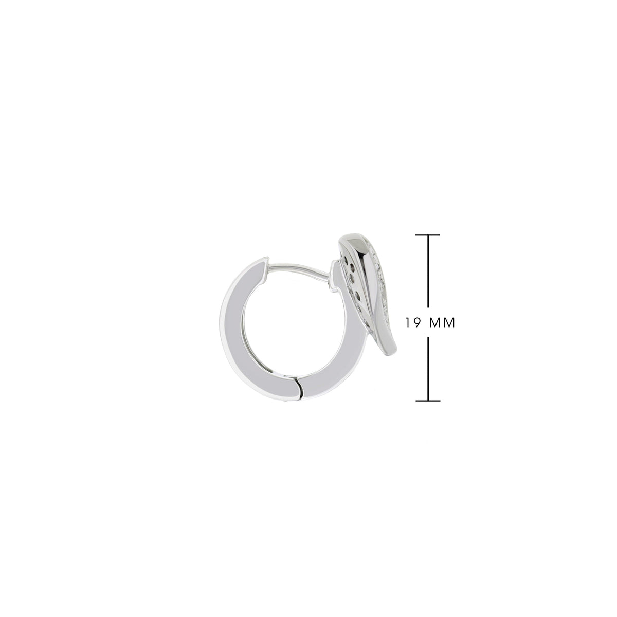 Pave Heart Huggies earrings by Lauren G Adams in silver-tone with pavé heart accents 19 mm on Tampa Home & Garden Store