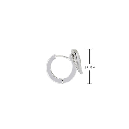 Pave Heart Huggies earrings by Lauren G Adams in silver-tone with pavé heart accents 19 mm on Tampa Home & Garden Store