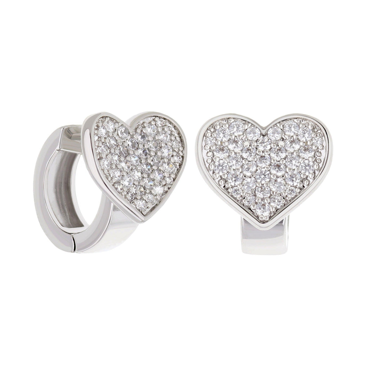 Pave Heart Huggies by Lauren G Adams, silver-tone pavé heart hoops, set of 2 on Tampa Home & Garden Store