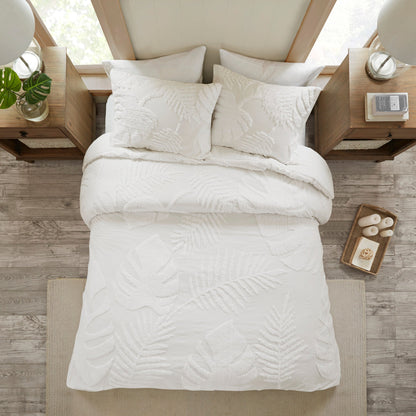 3 Piece Chenille Palm Comforter Set For King