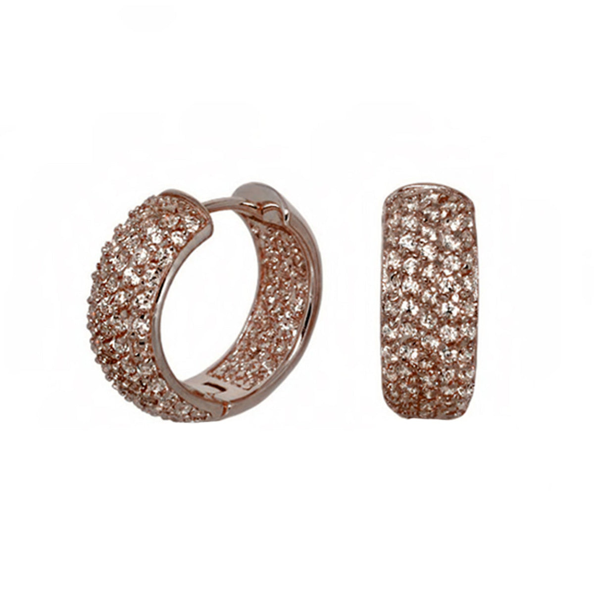 Glamour Pave Earrings Wide Domed Huggie rose gold pave hoops pair Lauren G Adams on Tampa Home & Garden Store