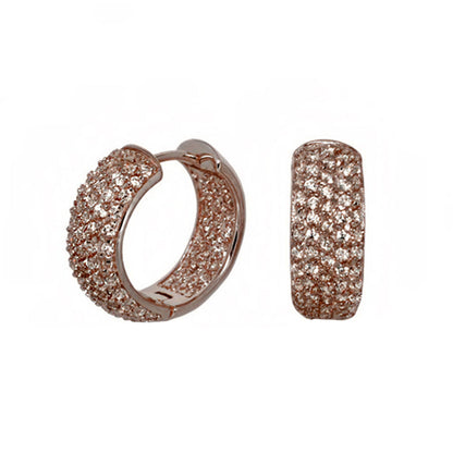 Glamour Pave Earrings Wide Domed Huggie rose gold pave hoops pair Lauren G Adams on Tampa Home & Garden Store