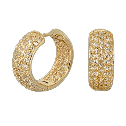 Glamour Pave Wide Domed Huggie hoop earrings gold-tone pave crystals Lauren G Adams on Tampa Home & Garden Store