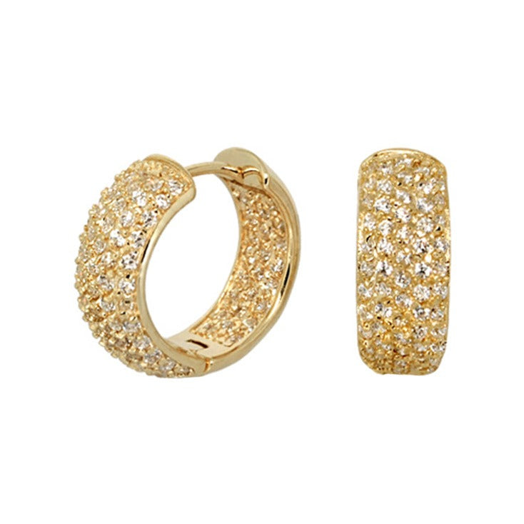Glamour Pave Wide Domed Huggie hoops set of 2 in gold-tone pavé crystals, Lauren G Adams on Tampa Home & Garden Store