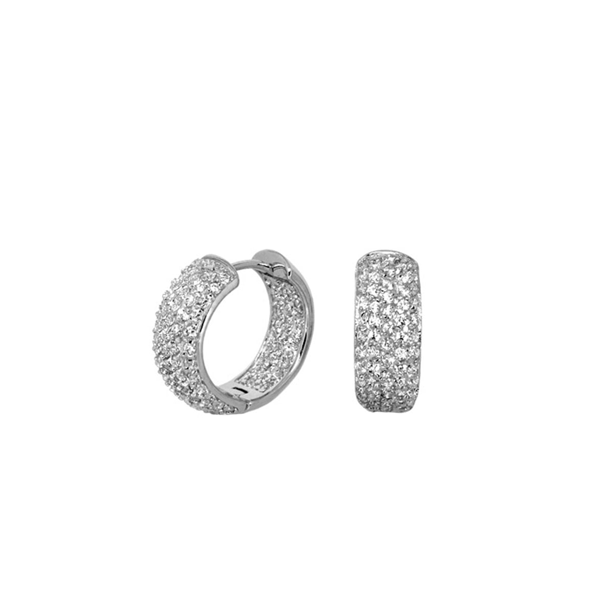 Glamour Pave Wide Domed Huggie hoop earrings pair with pavé crystals by Lauren G Adams on Tampa Home & Garden Store