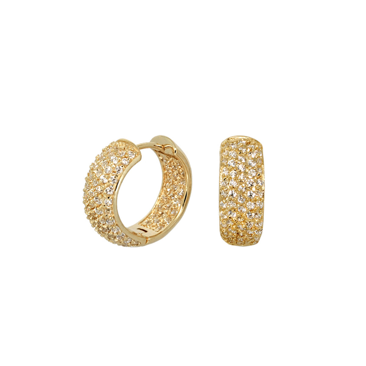 Glamour pave domed huggie hoop earrings in gold-tone with pavé crystals, Lauren G Adams on Tampa Home & Garden Store