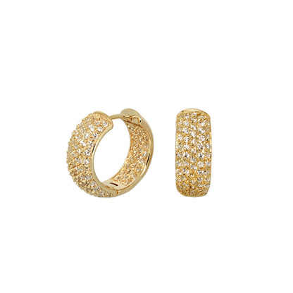 Glamour pave domed huggie hoop earrings in gold-tone with pavé crystals, Lauren G Adams on Tampa Home & Garden Store