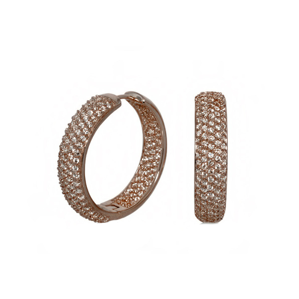 Glamour Pave Wide Domed Huggie Earrings rose gold pavé crystals Lauren G Adams on Tampa Home & Garden Store