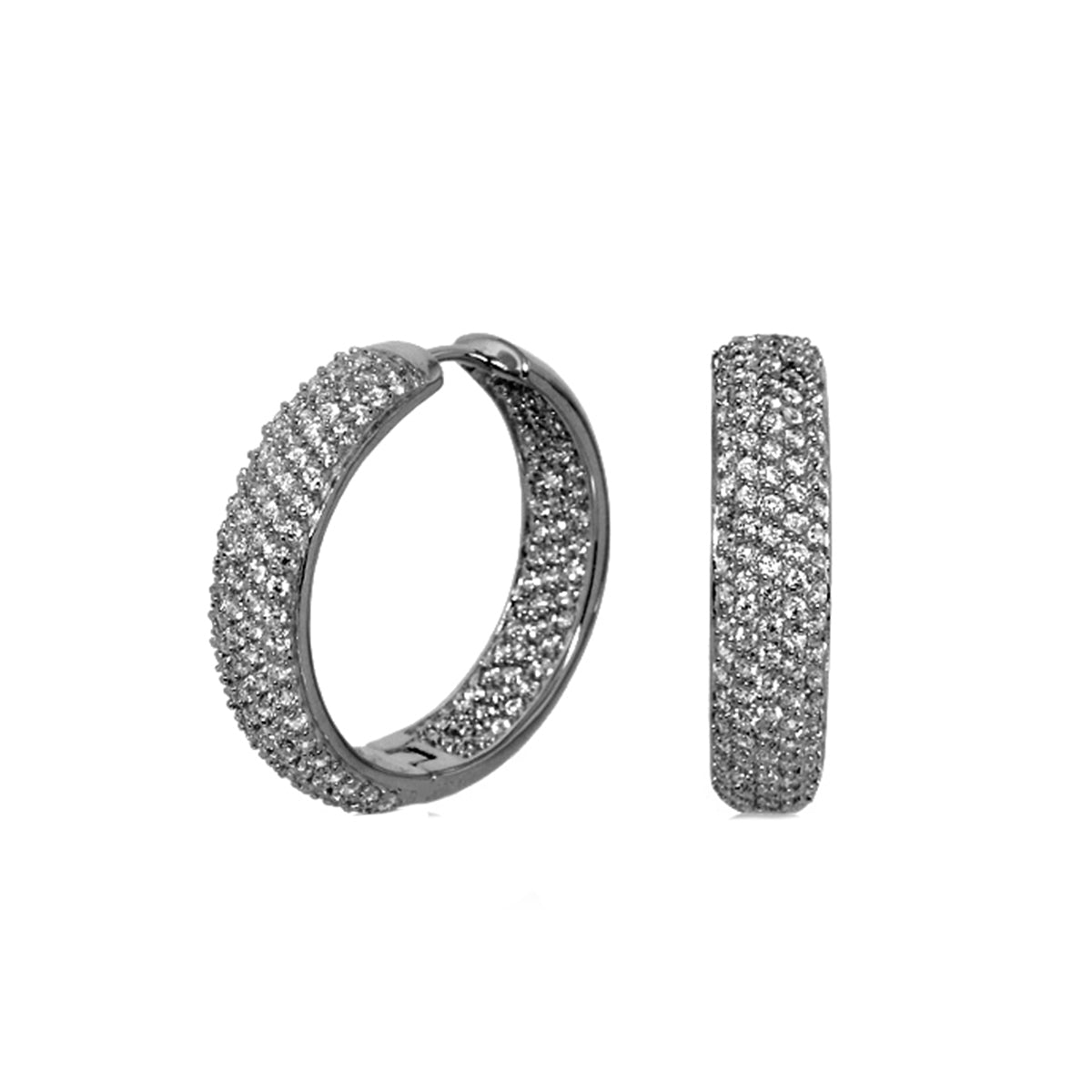 Glamour Pave Wide Domed Huggie Hoop Earrings set of 2, pavé diamonds, Lauren G Adams on Tampa Home & Garden Store