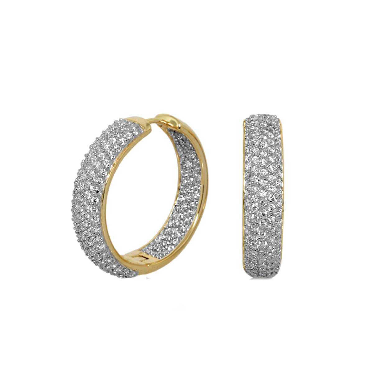 Glamour Pave Earrings wide domed huggie hoops gold pave diamonds Lauren G Adams on Tampa Home & Garden Store