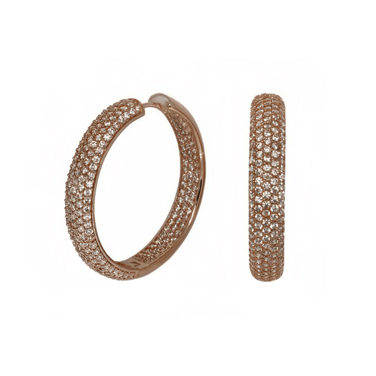 Glamour Pave Earrings Wide Domed Huggie pair rose gold pave crystals Lauren G Adams on Tampa Home & Garden Store