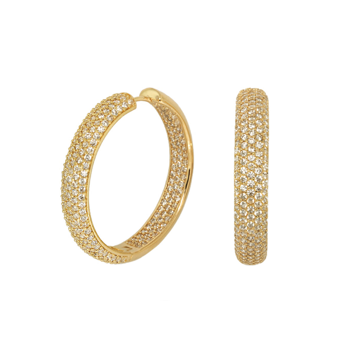 Glamour Pave Wide Domed Huggie gold hoop earrings, a pair, with pavé crystals by Lauren G Adams on Tampa Home & Garden Store