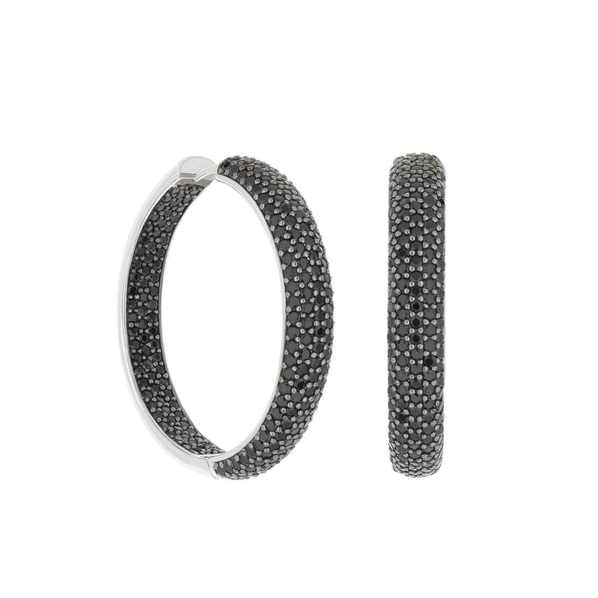 Glamour Pave Wide Domed Huggie hoop earrings in black pavé, Lauren G Adams on Tampa Home & Garden Store