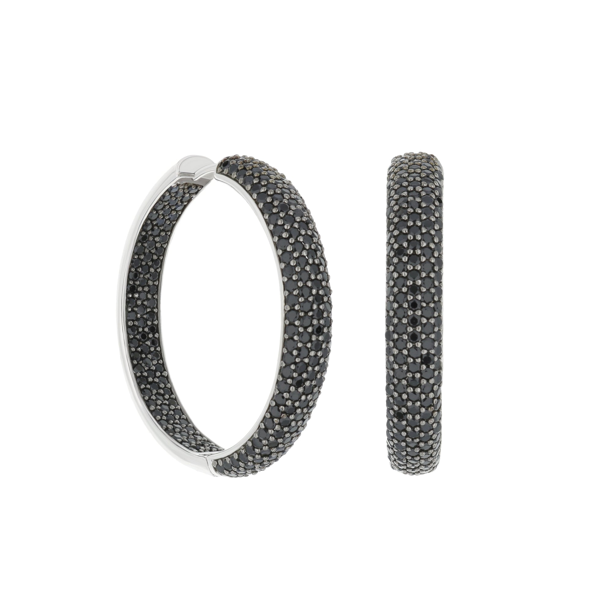 Glamour Pave Wide Domed Huggie hoop earrings in black pavé, Lauren G Adams on Tampa Home & Garden Store