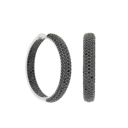 Glamour Pave Wide Domed Huggie hoop earrings in black pavé, Lauren G Adams on Tampa Home & Garden Store