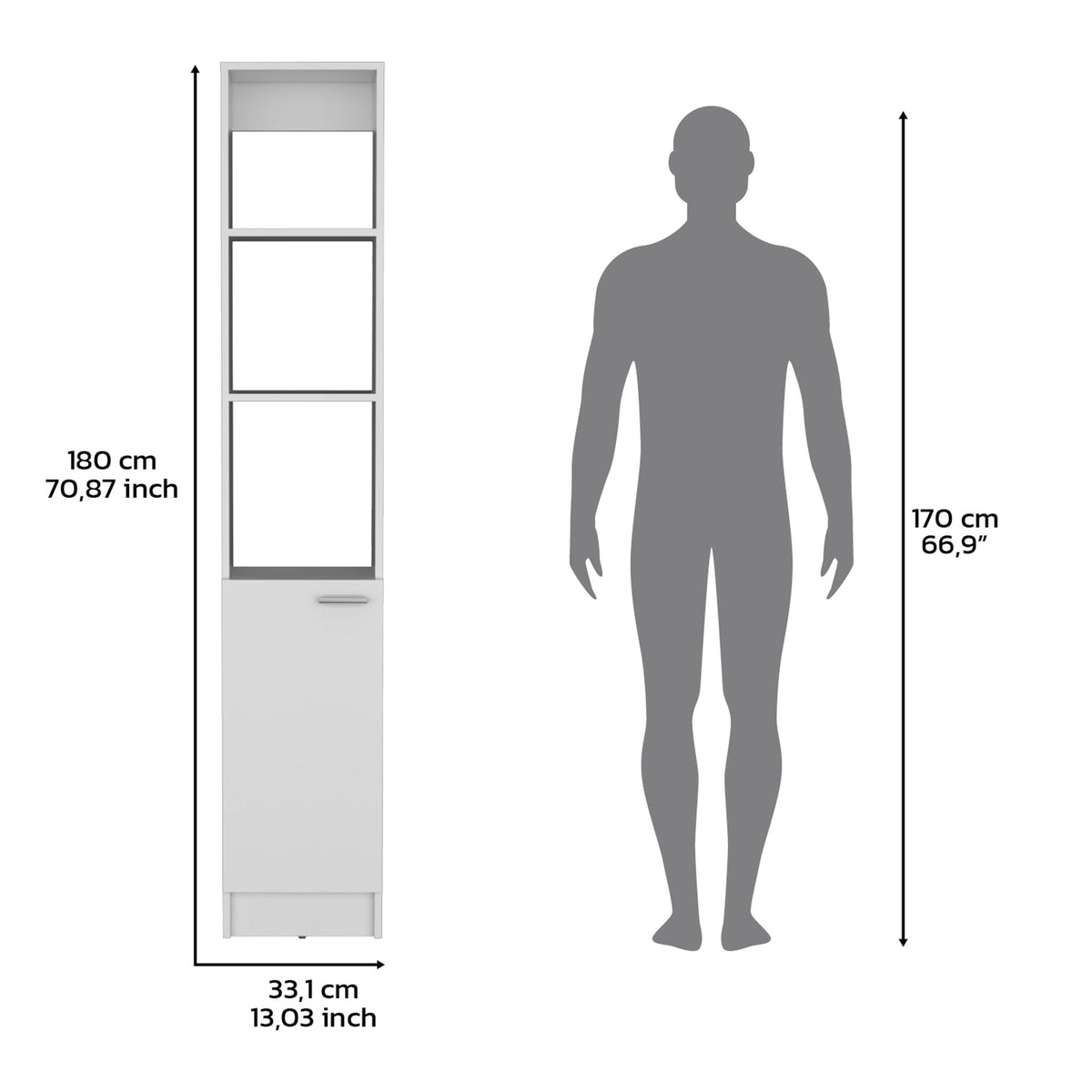 Tall white linen cabinet with 1 door and 6 adjustable shelves by HouseOfZazla on Tampa Home & Garden Store