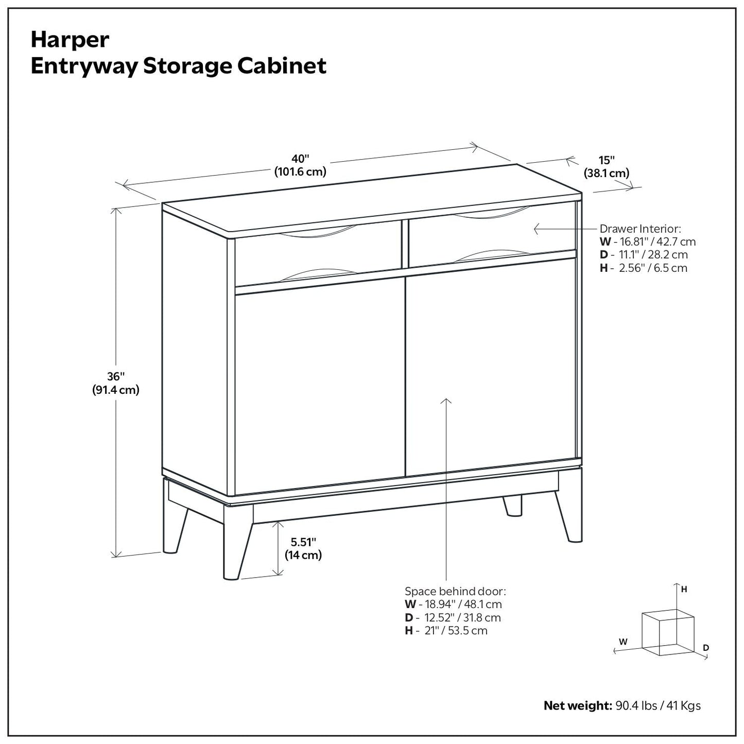 Harper Walnut Brown Entryway Storage Cabinet by HouseOfZazla; schematic accent cabinet with 40W x 15D x 36H on Tampa Home & Garden Store