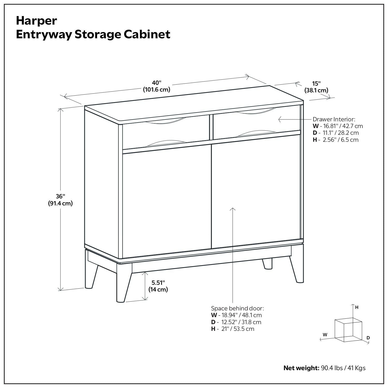 Harper Walnut Brown Entryway Storage Cabinet by HouseOfZazla; schematic accent cabinet with 40W x 15D x 36H on Tampa Home & Garden Store