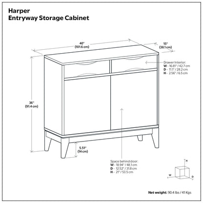 Harper Walnut Brown Entryway Storage Cabinet by HouseOfZazla; schematic accent cabinet with 40W x 15D x 36H on Tampa Home & Garden Store