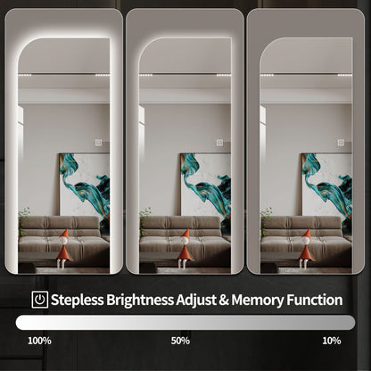 HouseOfZazla irregular shape LED silver wall mirror; 3-color dimmable lighting, collage on Tampa Home & Garden Store