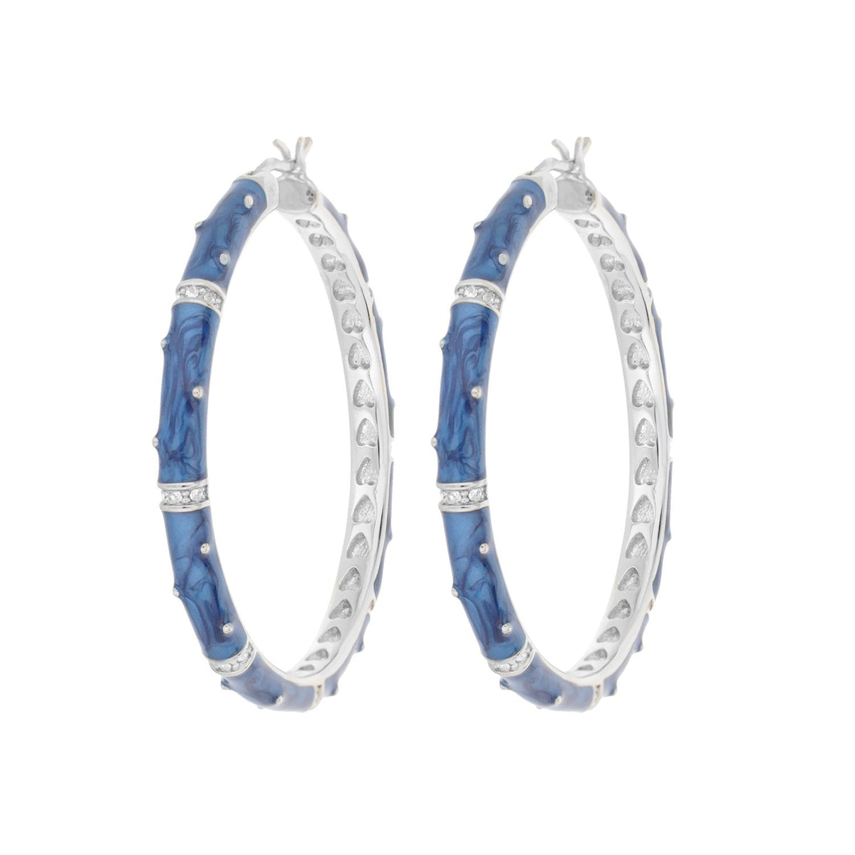 Polka Dot Enamel Hoop Earrings blue enamel hoops with crystal band by Lauren G Adams, pair on Tampa Home & Garden Store