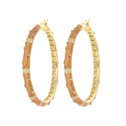 Polka Dot Enamel Hoop Earrings, pair by Lauren G Adams, gold-tone hoops with orange enamel on Tampa Home & Garden Store