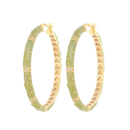 Polka Dot Enamel Hoop Earrings Lauren G Adams in green with gold-tone frame and crystal stations on Tampa Home & Garden Store