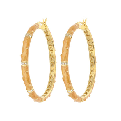 Polka Dot Earrings — Crystal Station Hoop, gold-tone enamel hoops with orange marbled inlay and crystal accents by Lauren G Adams on Tampa Home & Garden Store