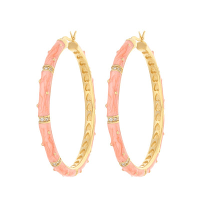 Polka Dot Earrings — Hoop pink enamel on gold-tone hoops with crystals by Lauren G Adams on Tampa Home & Garden Store