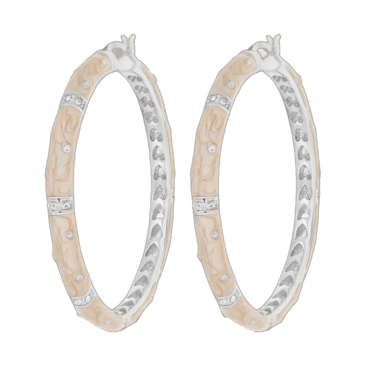 Polka Dot Crystal Station Hoop enamel earrings pair in peach with pave bands by Lauren G Adams on Tampa Home & Garden Store