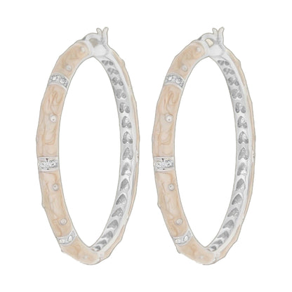 Polka Dot Crystal Station Hoop enamel earrings pair in peach with pave bands by Lauren G Adams on Tampa Home & Garden Store