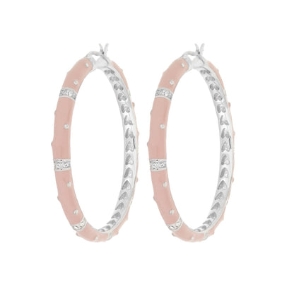 Polka Dot enamel hoop earrings by Lauren G Adams, pink enamel with crystal dots, pair on Tampa Home & Garden Store