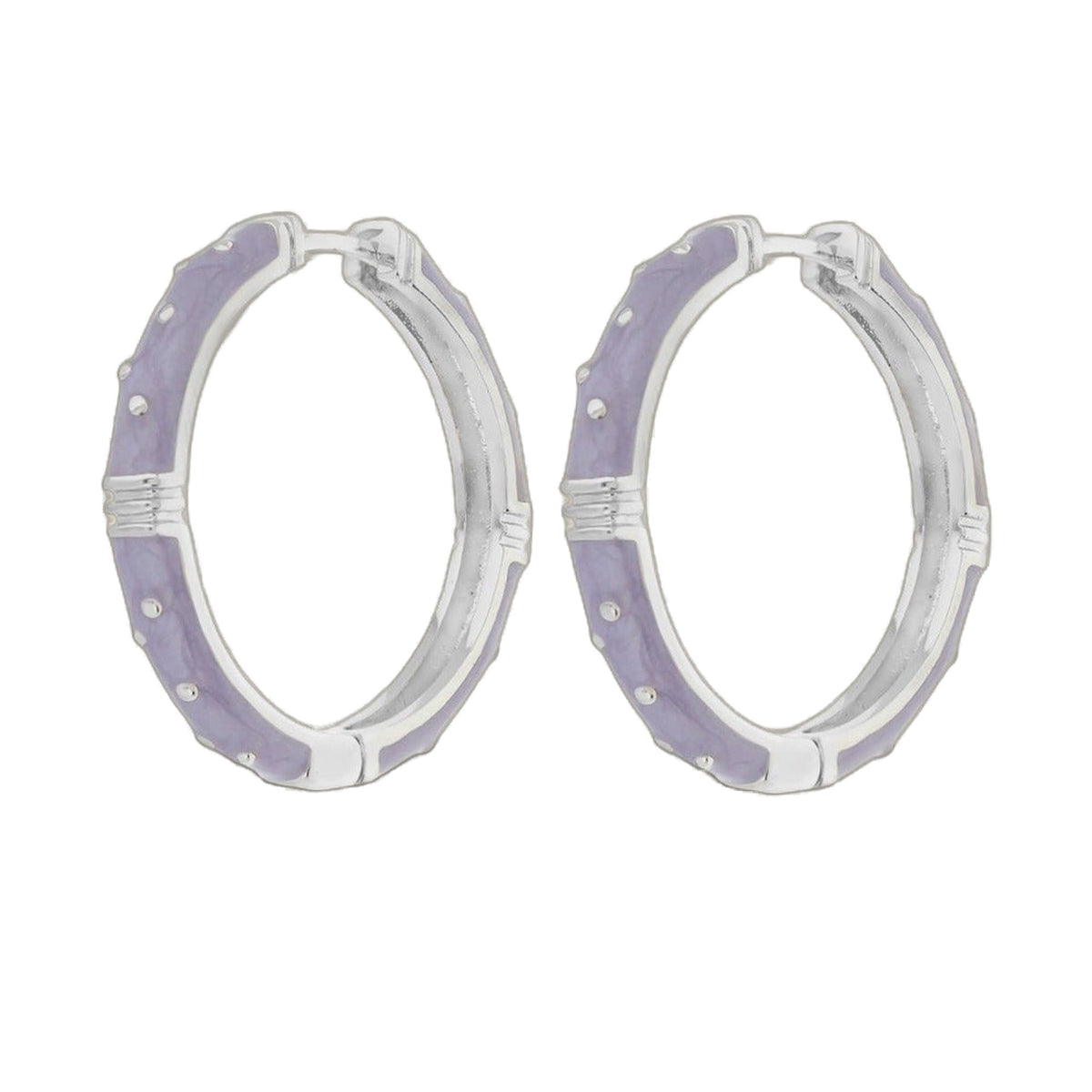 Polka Dot Slim Hoop Earrings pair in lilac enamel with silver trim by Lauren G Adams on Tampa Home & Garden Store