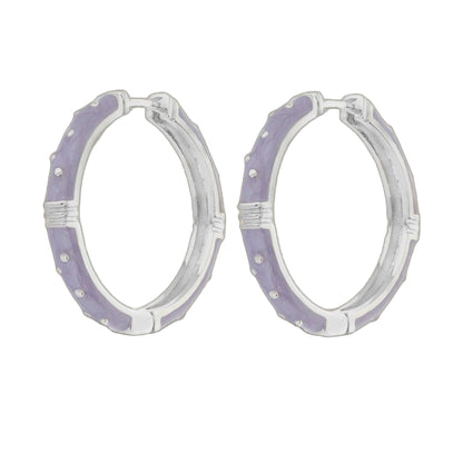 Polka Dot Slim Hoop Earrings pair in lilac enamel with silver trim by Lauren G Adams on Tampa Home & Garden Store