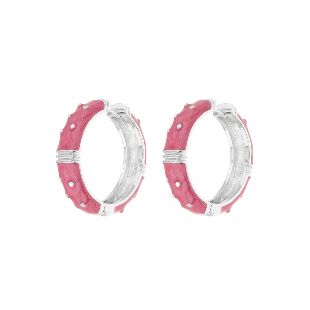 Polka dot enamel hoop earrings pink and silver 2pc set by Lauren G Adams on Tampa Home & Garden Store