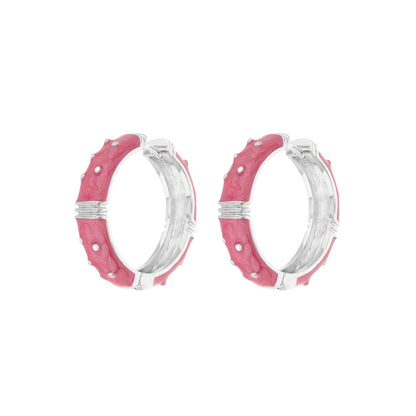 Polka dot enamel hoop earrings pink and silver 2pc set by Lauren G Adams on Tampa Home & Garden Store