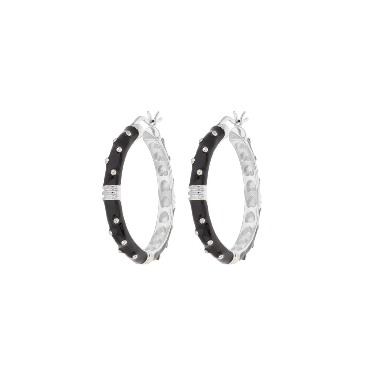 Ribbed Polka Dot Gold Enamel Clip On Earrings
