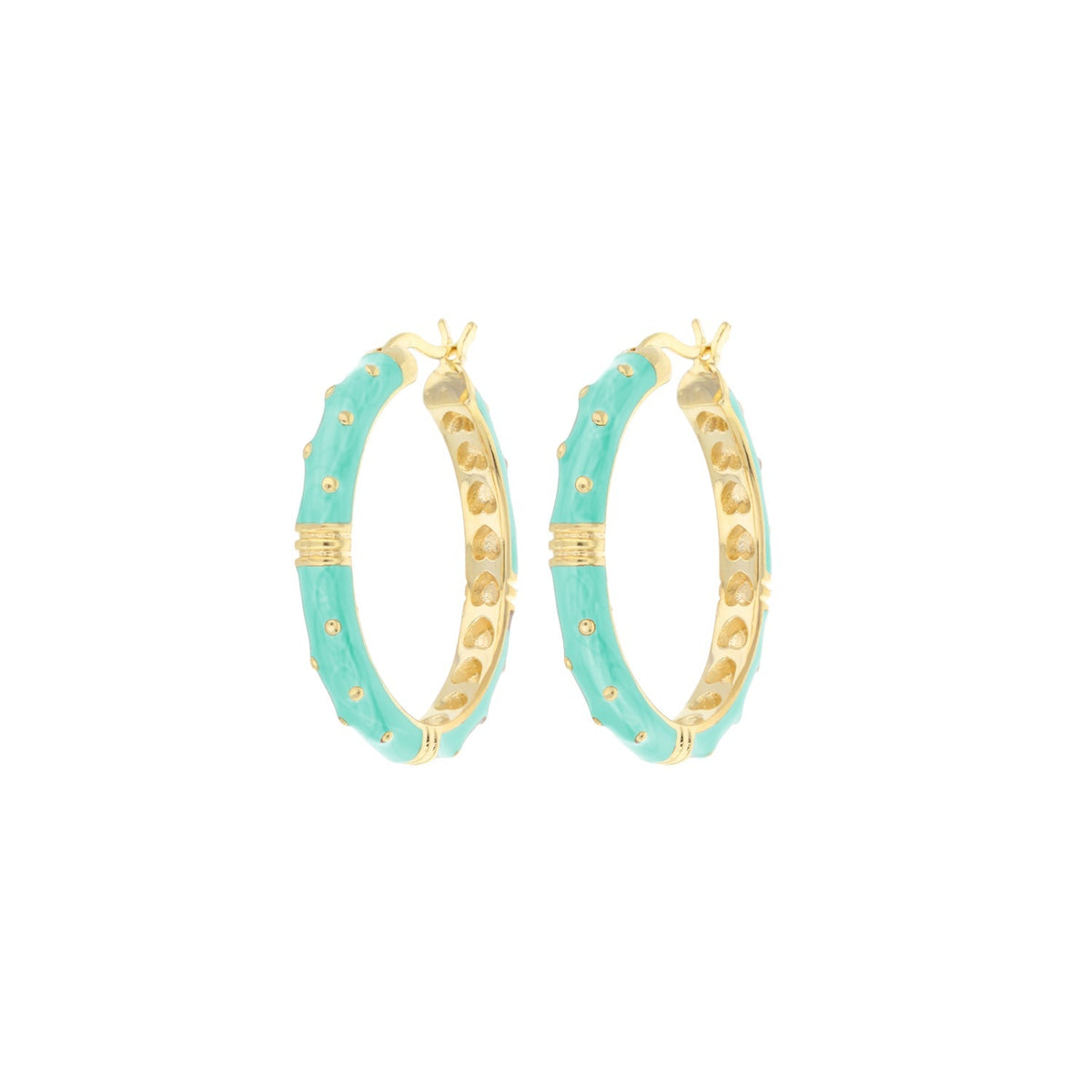 Ribbed Polka Dot Gold Enamel Clip On Earrings
