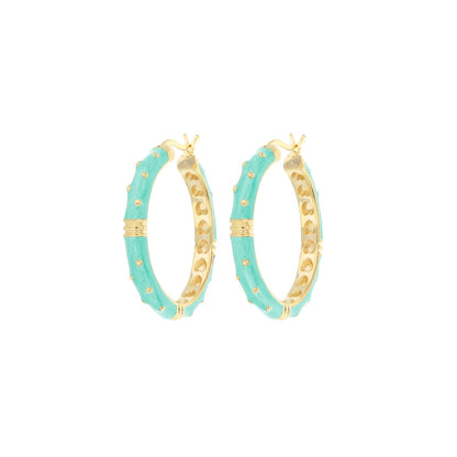 Ribbed Polka Dot Gold Enamel Clip On Earrings