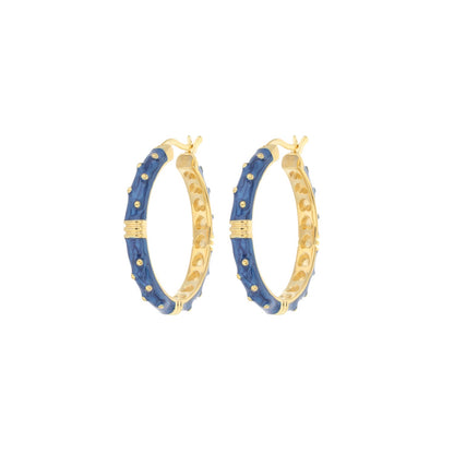 Ribbed Polka Dot Gold Enamel Clip On Earrings