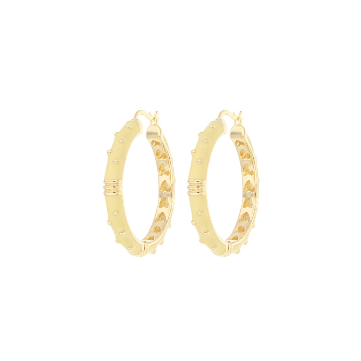 Ribbed Polka Dot Gold Enamel Clip On Earrings