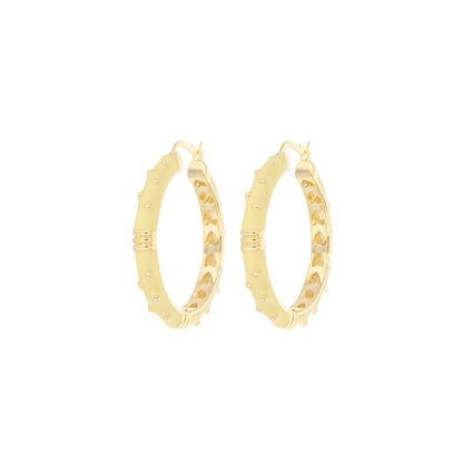 Ribbed Polka Dot Gold Enamel Clip On Earrings