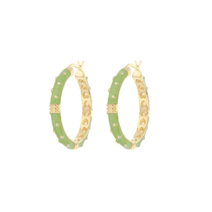Ribbed Polka Dot Gold Enamel Clip On Earrings