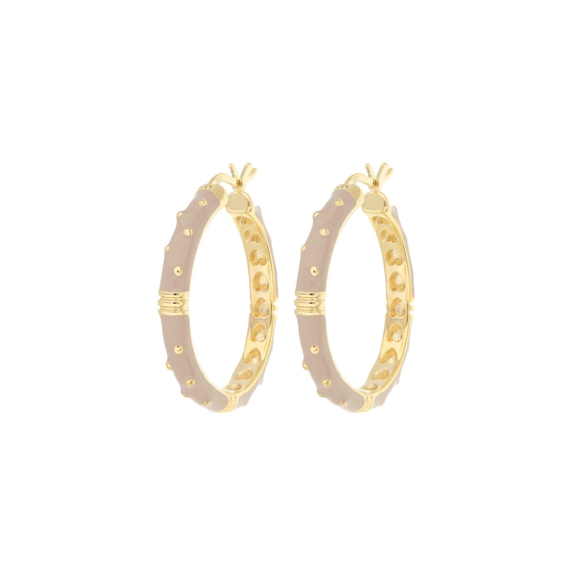 Ribbed Polka Dot Gold Enamel Clip On Earrings